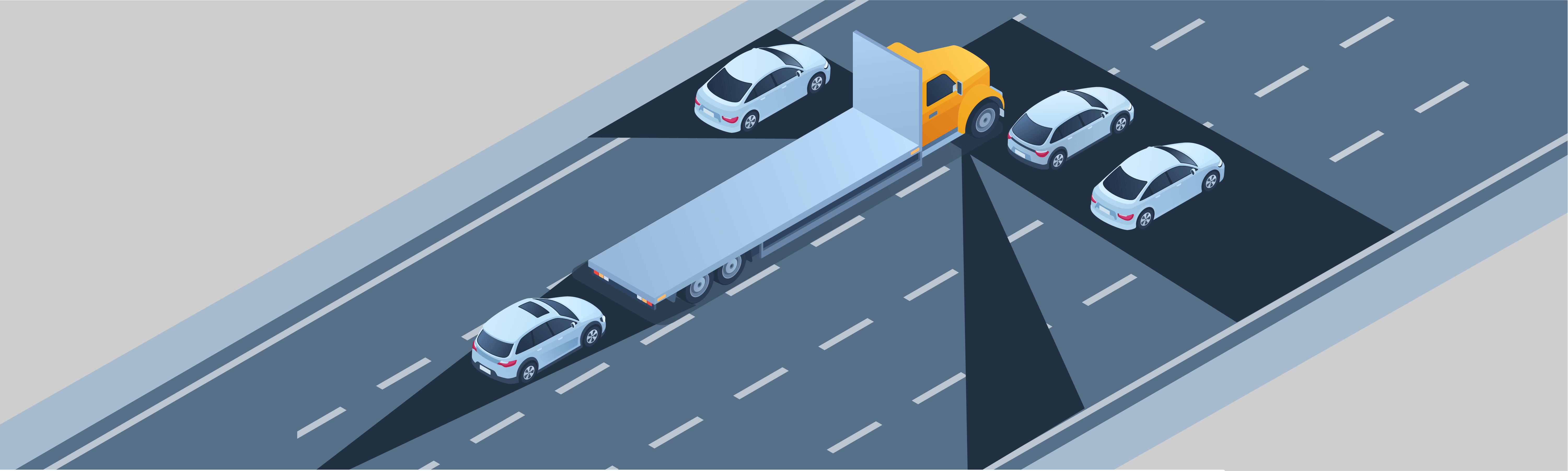 Driving along - Why should you be more cautious when driving near large commercial trucks?